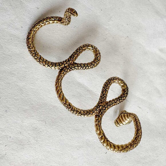 UNIQUE ** three finger snake/serpent ring ** GOLD - Picture 4 of 5